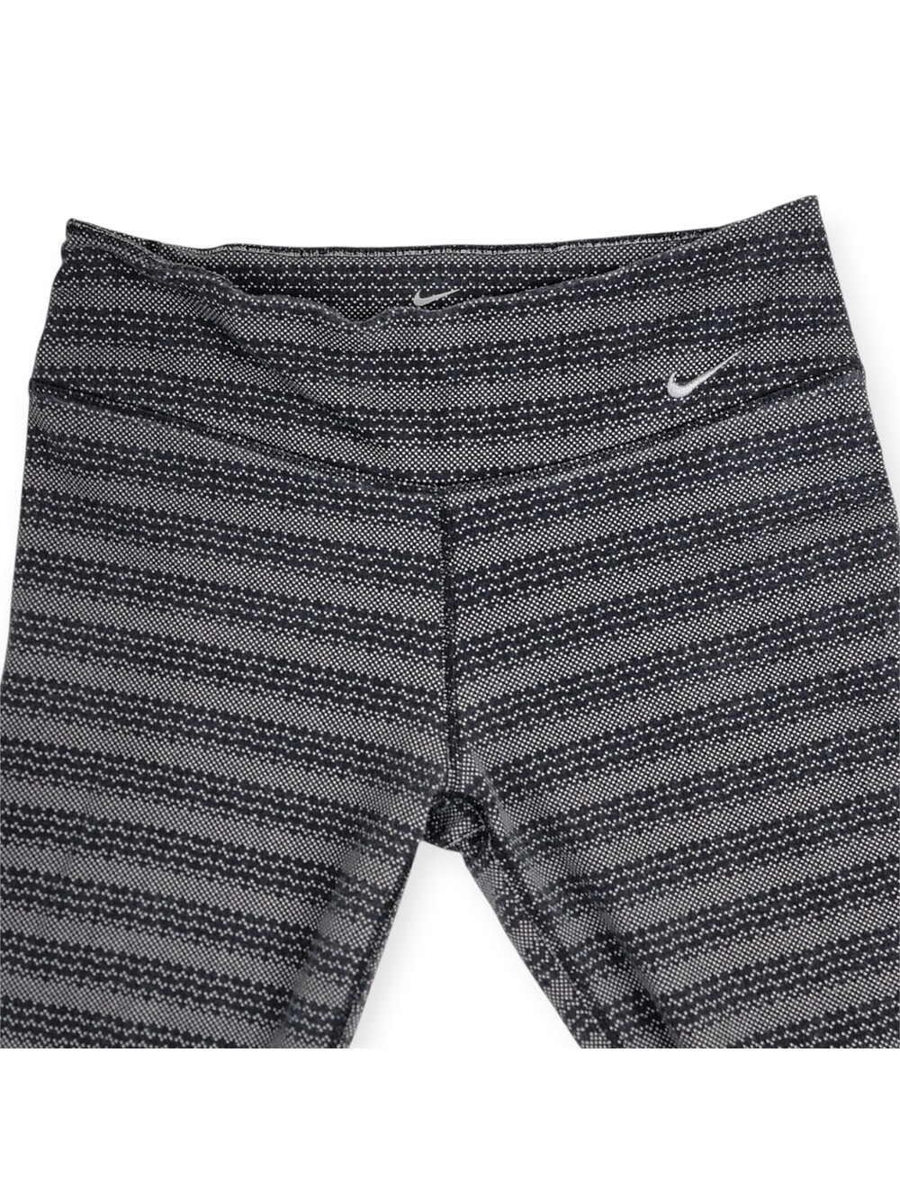 Nike Dri-Fit Medium Black Gray Patterned Cropped Leggings Gym Running Workout
